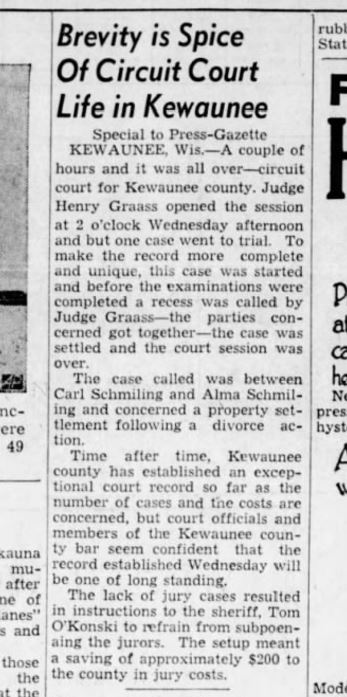 Alma and Carl Schmiling court hearing from 9 Nov. 1939 Green Bay Press.JPG