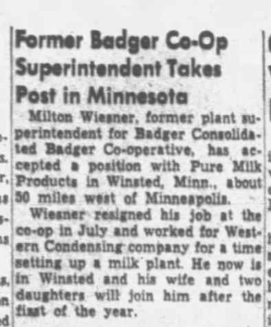 Milton Wiesner 3 Dec 1951 Post Crescent Appeton, WI