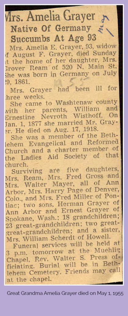 Grandma Grayer's obit