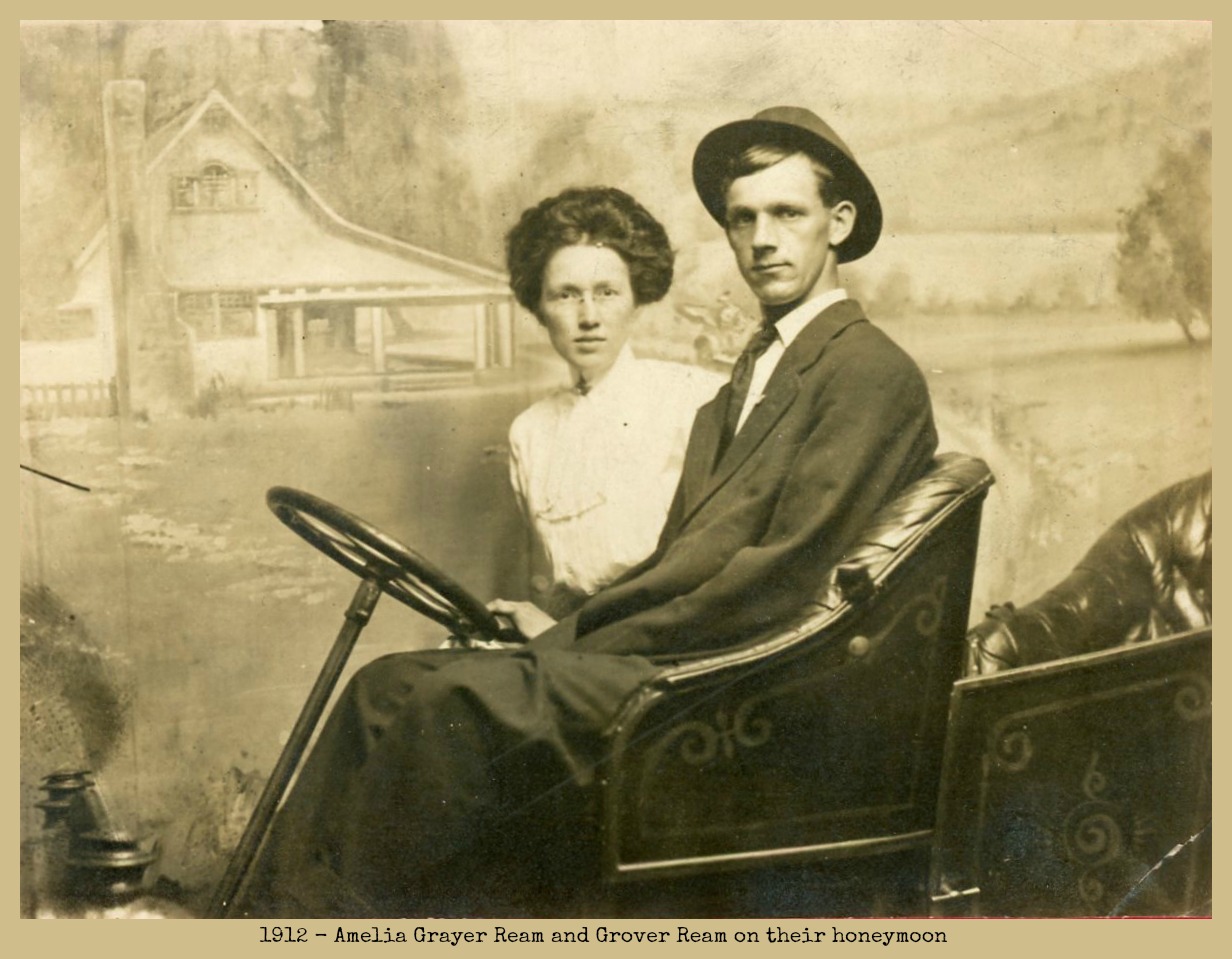 Amelia Grayer Ream and Grover Ream on their 1912 honeymoon