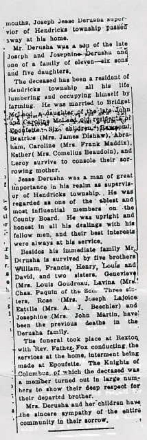 obit for Joseph Jesse Derusha