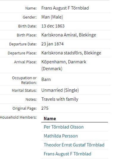 Sweden emmigrants registered in church books