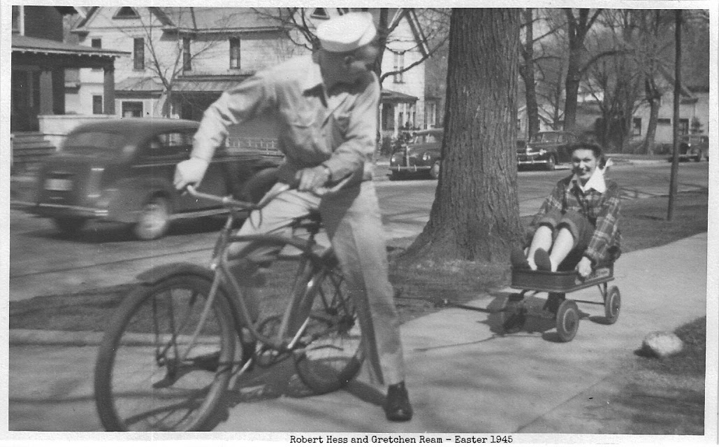 with text Gretchen and Bob Wagon Easter Parade 1945