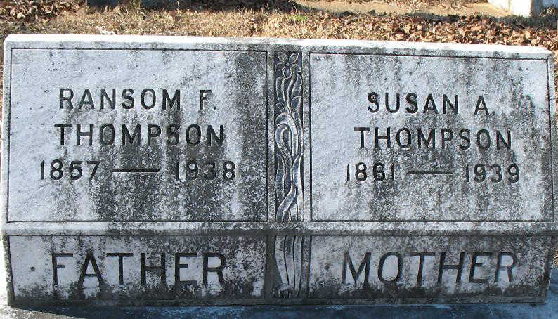 Ransom and Susan tombstones at the Thompson Buckley Cemetery