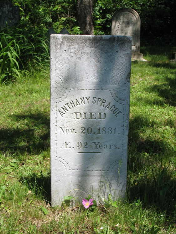 Anthony Sprague tomb stone from Ancestry